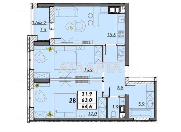 2-кімнатна квартира за адресою Овідіопольська дор. (площа 64,6 м²) - Atlanta.ua