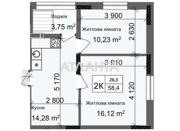 2-комнатная квартира по адресу ул. Промышленная (площадь 58,4 м²) - Atlanta.ua - фото 2