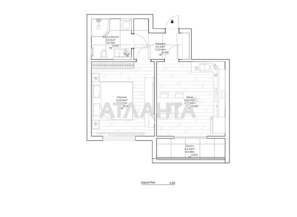 1-кімнатна квартира за адресою вул. Лісна (площа 43,1 м²) - Atlanta.ua - фото 14