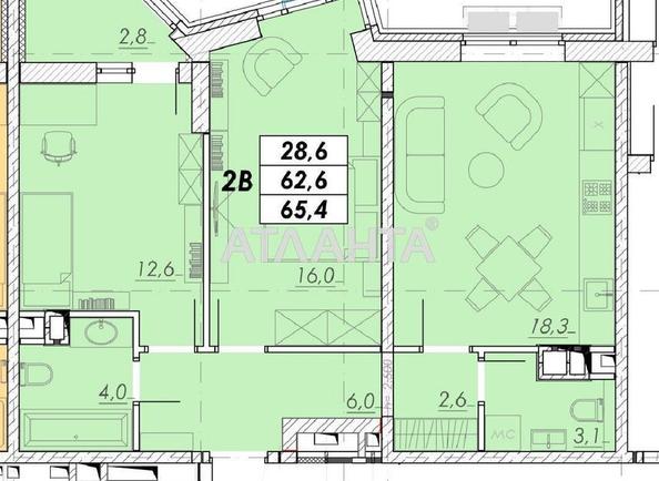 2-rooms apartment apartment by the address st. Prokhorovskaya Khvorostina (area 65,4 m²) - Atlanta.ua