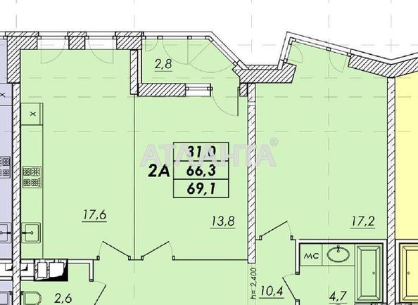 2-кімнатна квартира за адресою вул. Прохорівська (площа 68,2 м²) - Atlanta.ua