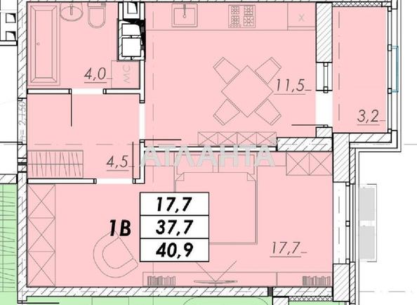 1-room apartment apartment by the address st. Prokhorovskaya Khvorostina (area 40,9 m²) - Atlanta.ua