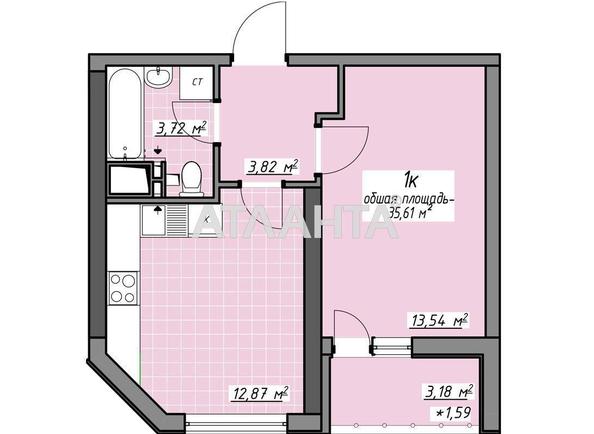 1-room apartment apartment by the address st. Glushko ak pr Dimitrova pr (area 35,8 m²) - Atlanta.ua - photo 2