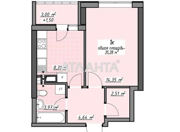 1-room apartment apartment by the address st. Glushko ak pr Dimitrova pr (area 35,3 m²) - Atlanta.ua - photo 6