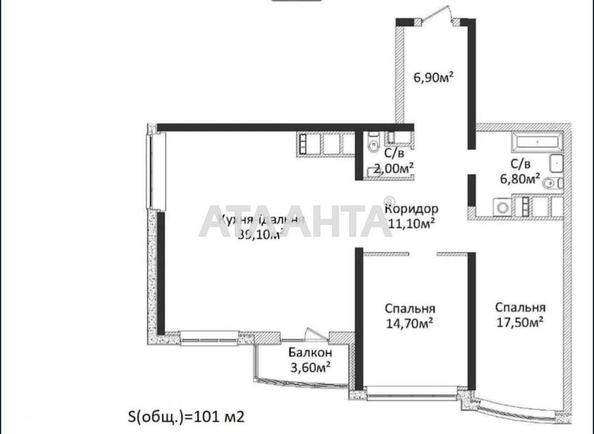3-комнатная квартира по адресу Гагарина пр. (площадь 100,4 м²) - фото 15 3-комнатная квартира по адресу Гагарина пр. (площадь 100,4 м²) - Atlanta.ua - фото 15