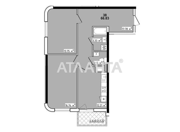 2-кімнатна квартира за адресою вул. Академіка Корольова (площа 66,8 м²) - Atlanta.ua