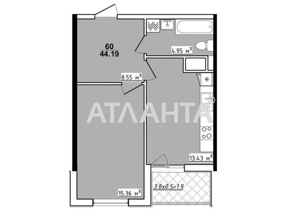 1-кімнатна квартира за адресою вул. Академіка Корольова (площа 44,2 м²) - Atlanta.ua - фото 2