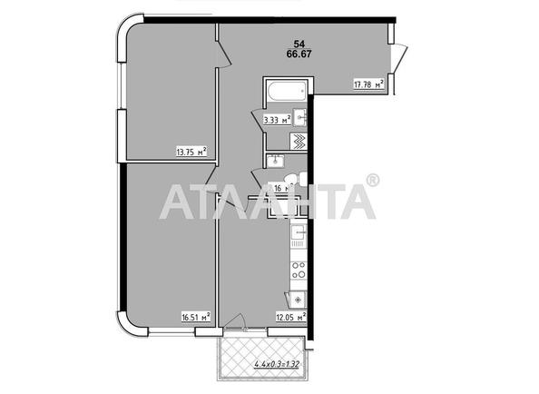 2-комнатная квартира по адресу ул. Королева ак. (площадь 66,7 м²) - Atlanta.ua
