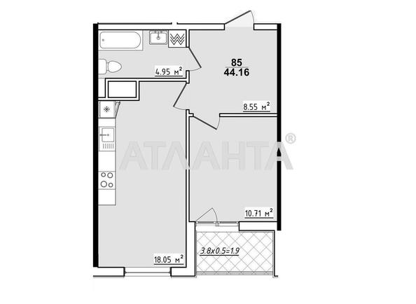 1-комнатная квартира по адресу ул. Королева ак. (площадь 44,2 м²) - Atlanta.ua