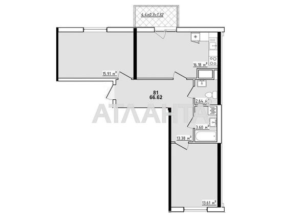 2-rooms apartment apartment by the address st. Koroleva ak (area 66,6 m²) - Atlanta.ua