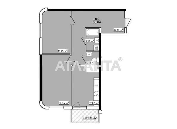 2-rooms apartment apartment by the address st. Koroleva ak (area 66,6 m²) - Atlanta.ua