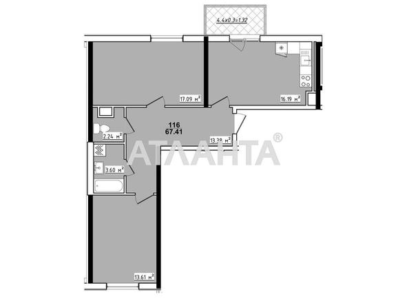 2-комнатная квартира по адресу ул. Королева ак. (площадь 67,4 м²) - Atlanta.ua - фото 6