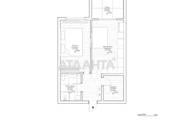 1-кімнатна квартира за адресою вул. Гніздовського (площа 52,9 м²) - Atlanta.ua - фото 17