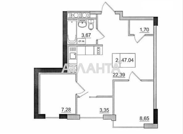 2-кімнатна квартира за адресою 7 км Овідіопольської дор. (площа 47,0 м²) - Atlanta.ua - imageAlt 7