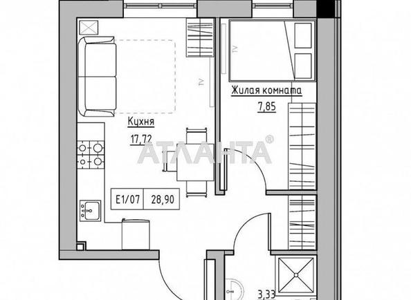 1-кімнатна квартира за адресою вул. Спрейсу (площа 29 м²) - Atlanta.ua - фото 3