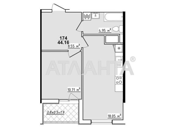 1-комнатная квартира по адресу ул. Королева ак. (площадь 44,2 м²) - Atlanta.ua - фото 2