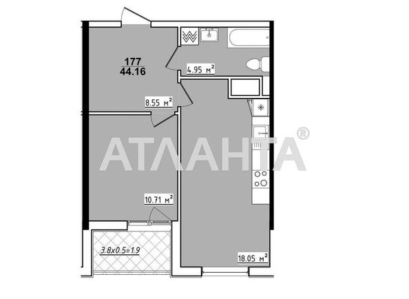 1-комнатная квартира по адресу ул. Королева ак. (площадь 44,2 м²) - Atlanta.ua