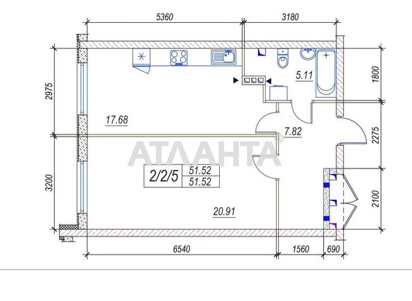 1-комнатная квартира по адресу ул. Среднефонтанская (площадь 51,5 м²) - Atlanta.ua - фото 2