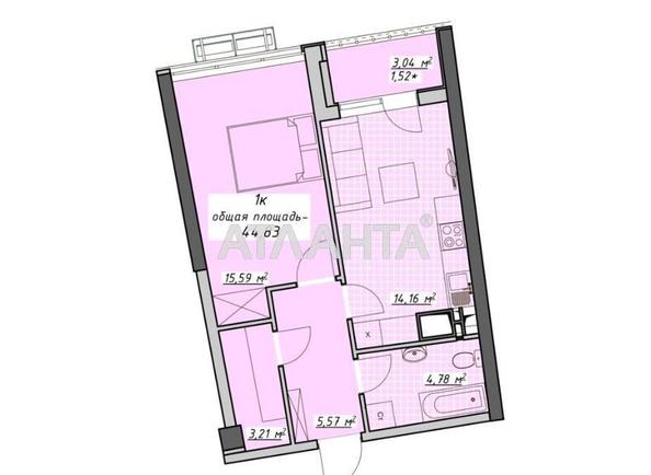1-комнатная квартира по адресу Курортный пер. (площадь 44,8 м²) - Atlanta.ua - imageAlt 2