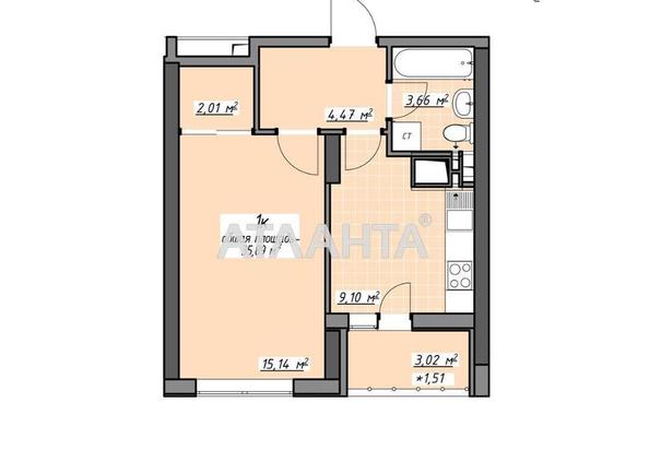 1-комнатная квартира по адресу Глушко ак. Пр. (площадь 35,9 м²) - Atlanta.ua - фото 2