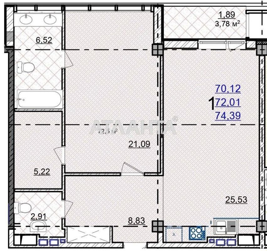 1-комнатная квартира по адресу Французский бул. (площадь 74,4 м²) - Atlanta.ua - фото 5