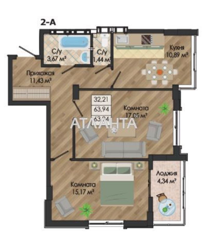 2-rooms apartment apartment by the address st. Nikolaevskaya (area 64,0 m²) - Atlanta.ua - photo 4