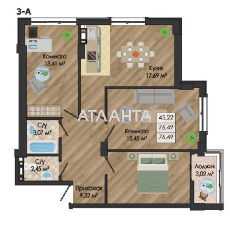 3-rooms apartment apartment by the address st. Nikolaevskaya (area 77,5 m²) - Atlanta.ua - photo 4