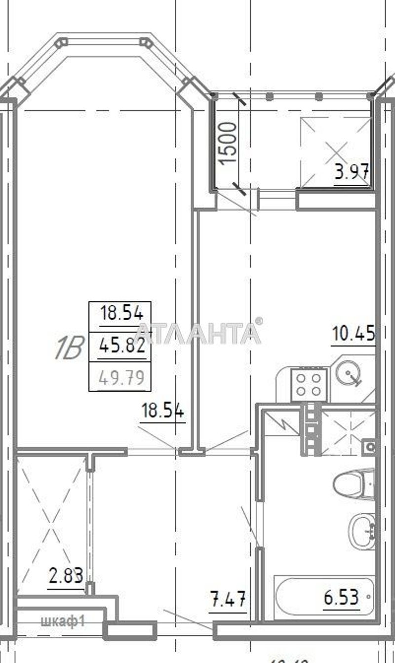 1-room apartment apartment by the address st. Srednefontanskaya (area 49,8 m²) - Atlanta.ua - photo 3