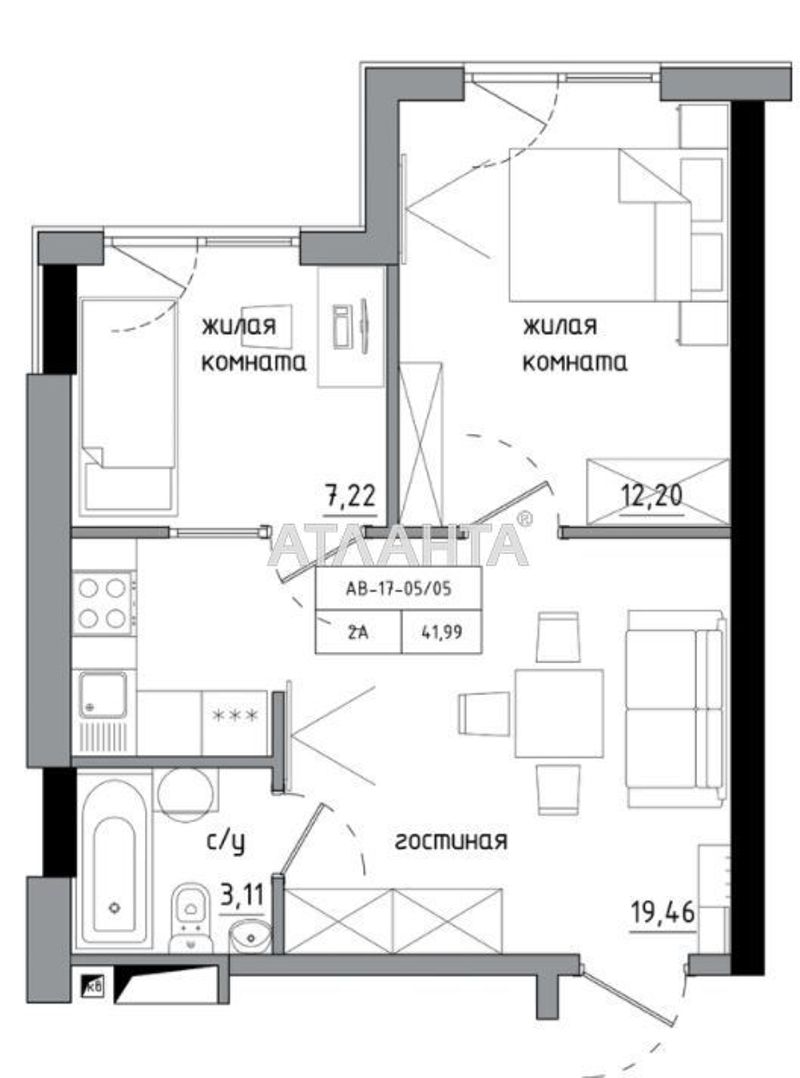 2-комнатная квартира по адресу 7 км овидиопольской дор. (площадь 23 м²) - Atlanta.ua - фото 7