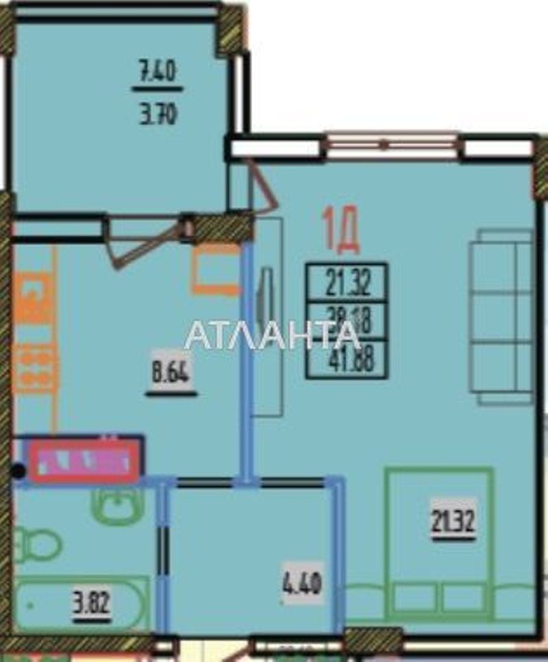 1-room apartment apartment by the address st. Stroitelnaya (area 42 m²) - Atlanta.ua - photo 3