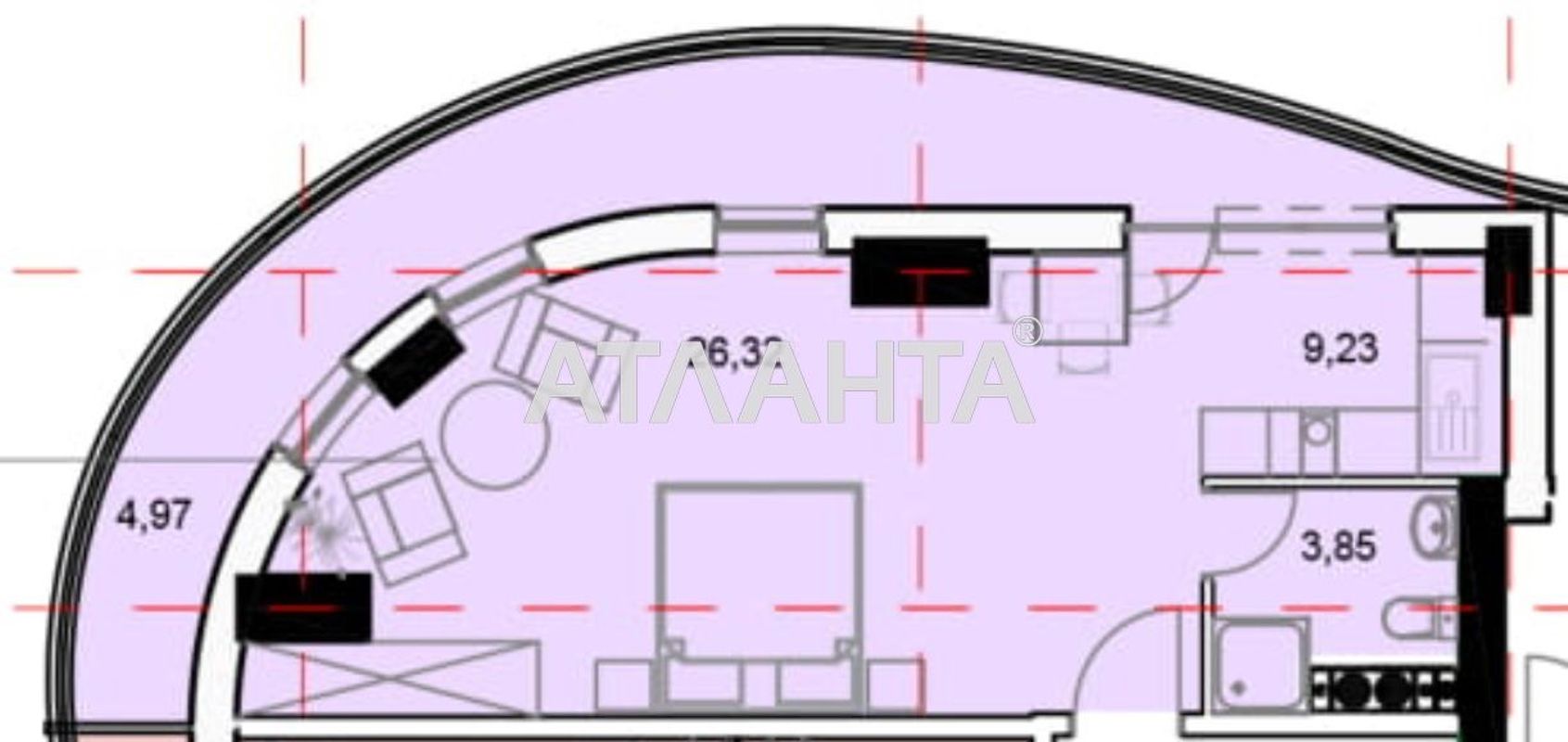 3-кімнатна квартира за адресою вул. Гагарінське плато (площа 41 м²) - Atlanta.ua - фото 6