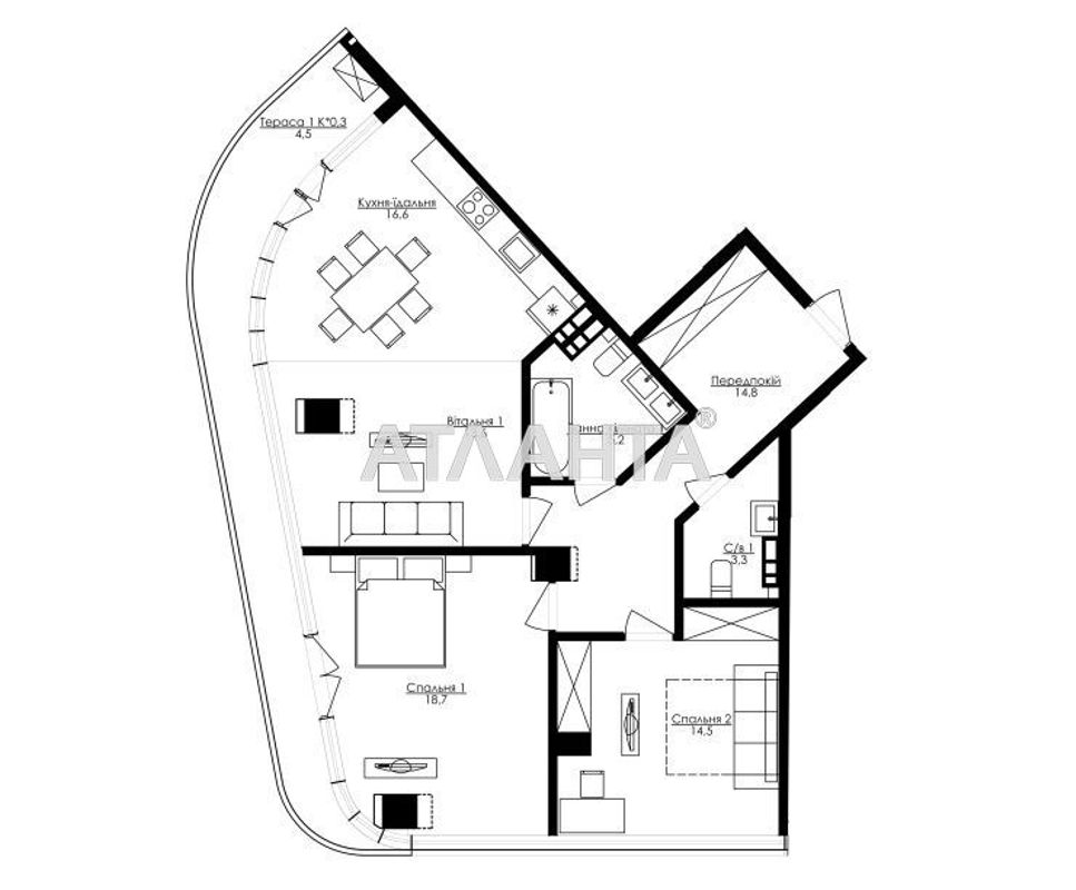 2-rooms apartment apartment by the address st. Frantsuzskiy bul Proletarskiy bul (area 122,2 m²) - Atlanta.ua - photo 6