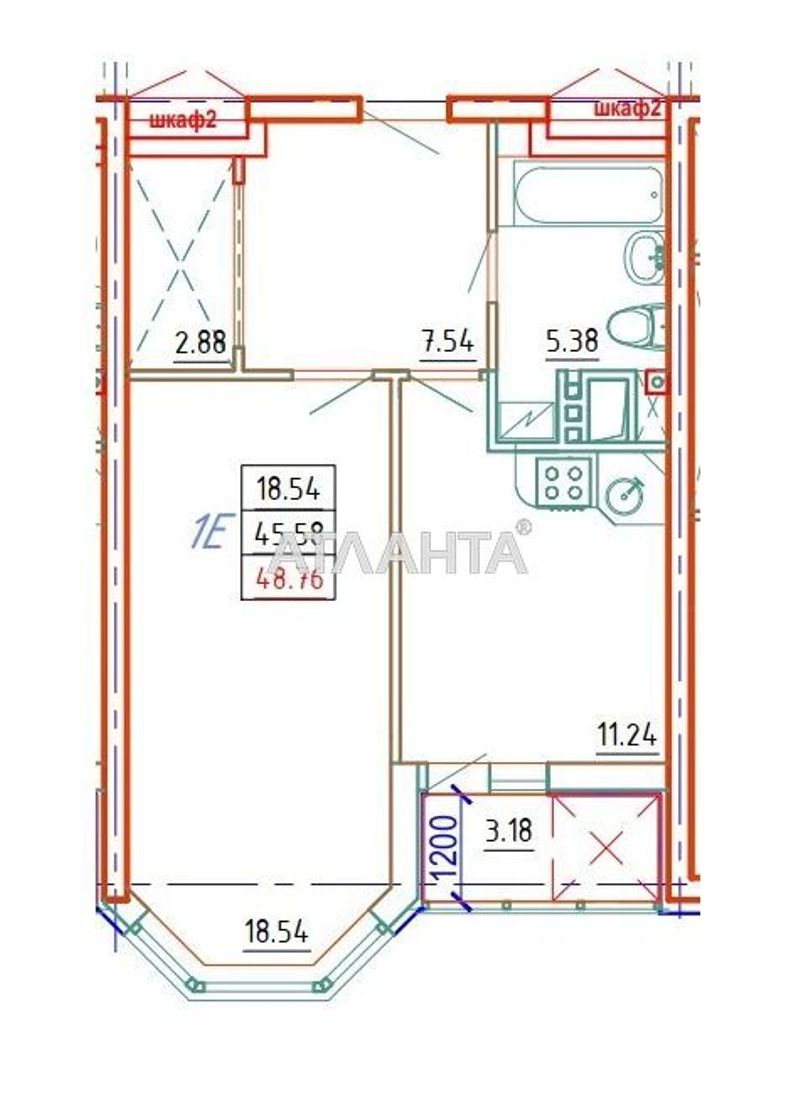 1-комнатная квартира по адресу ул. Среднефонтанская (площадь 48,9 м²) - Atlanta.ua - фото 4