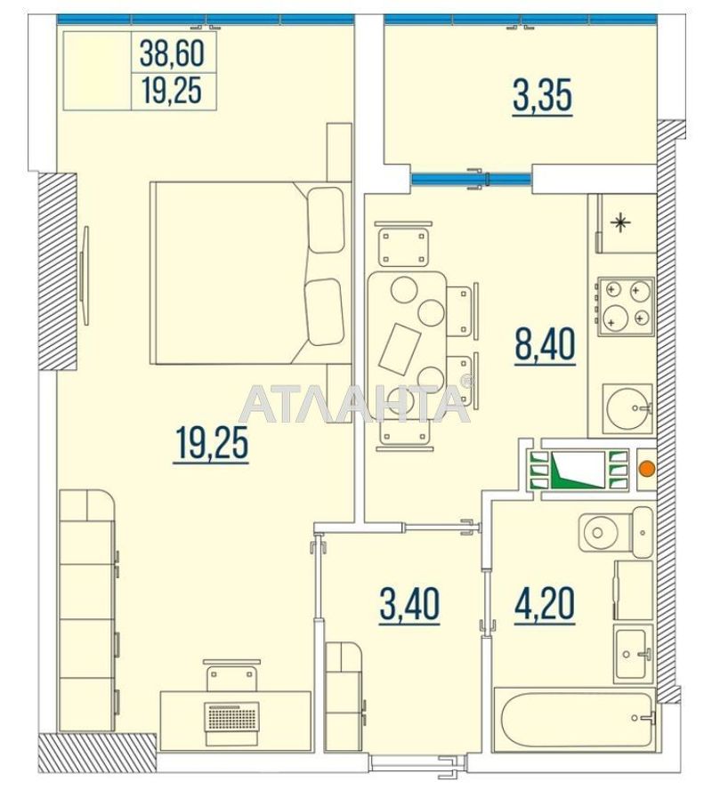 1-room apartment apartment by the address st. Bugaevskaya Instrumentalnaya (area 38,6 m²) - Atlanta.ua - photo 5