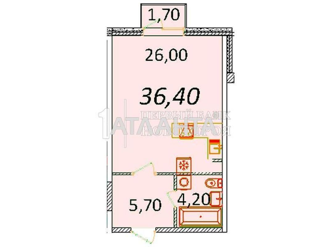 1-кімнатна квартира за адресою вул. Піонерська (площа 36,4 м²) - Atlanta.ua - фото 2