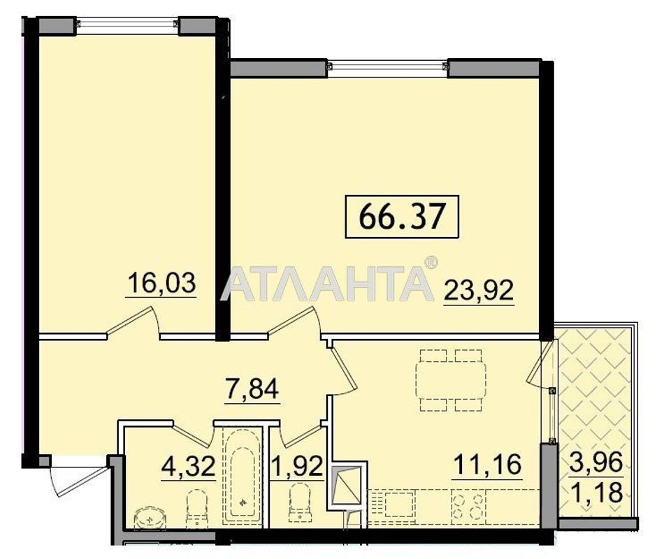 2-rooms apartment apartment by the address st. Sakharova (area 66,3 m²) - Atlanta.ua - photo 2