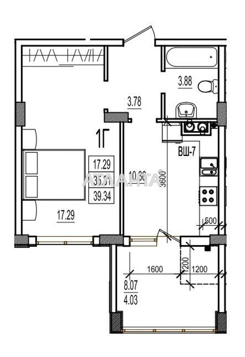1-room apartment apartment by the address st. Stroitelnaya (area 40 m²) - Atlanta.ua - photo 8
