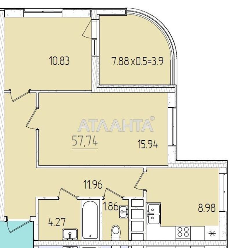 2-комнатная квартира по адресу ул. Краснова (площадь 64,7 м²) - Atlanta.ua - фото 3