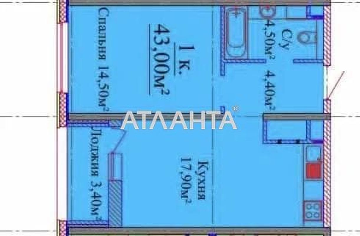 1-room apartment apartment by the address st. Zhabotinskogo Proletarskaya (area 43 m²) - Atlanta.ua - photo 3