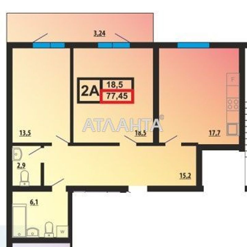 2-комнатная квартира по адресу ул. Проектная (площадь 77,5 м²) - Atlanta.ua - фото 9