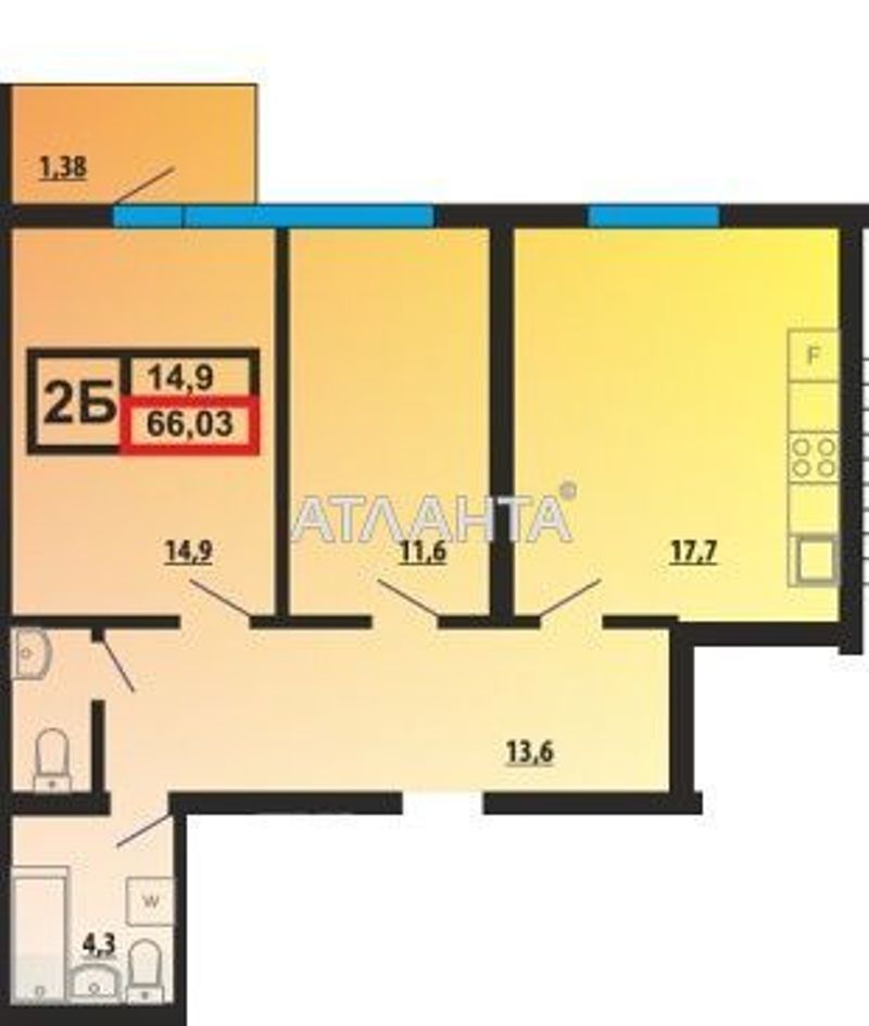 2-комнатная квартира по адресу ул. Проектная (площадь 66,0 м²) - Atlanta.ua - фото 7