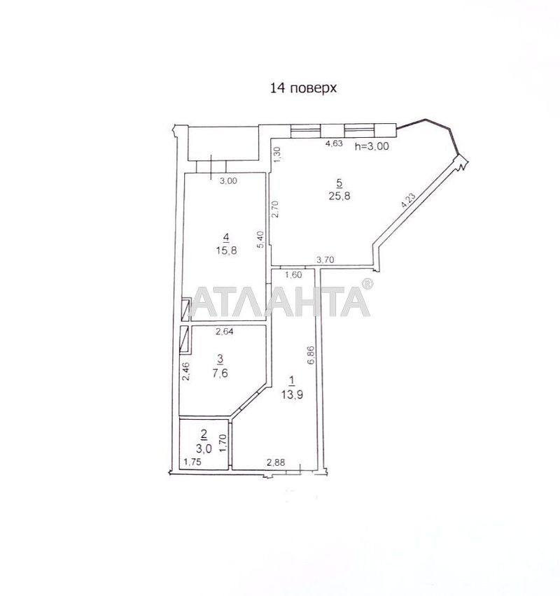 2-комнатная квартира по адресу ул. Гагаринское плато (площадь 67,7 м²) - Atlanta.ua - фото 4