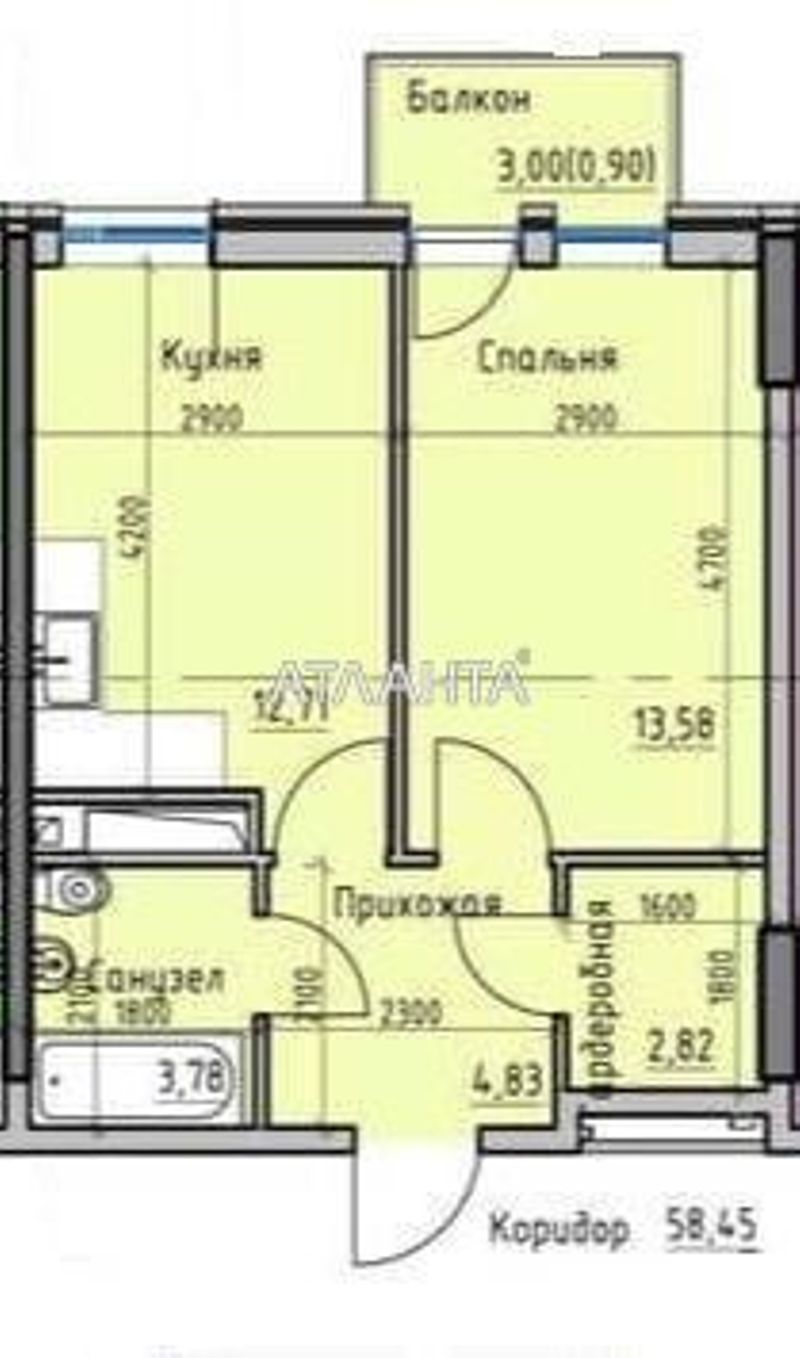 1-комнатная квартира по адресу ул. Радостная (площадь 38,6 м²) - Atlanta.ua - фото 2