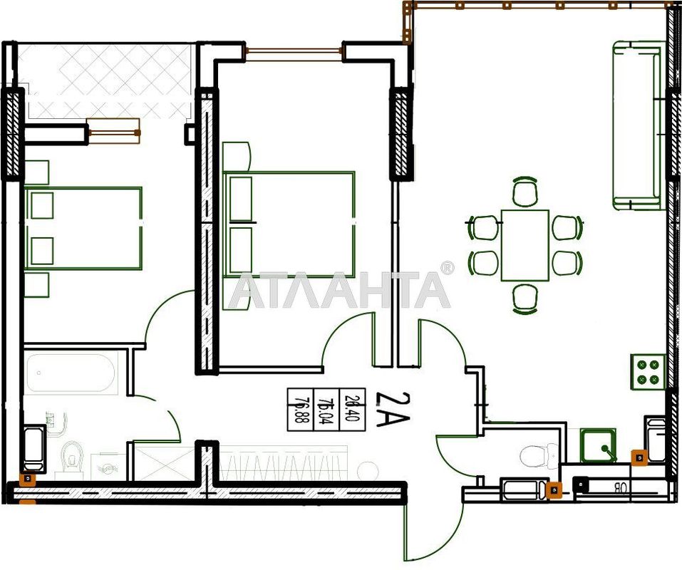 2-кімнатна квартира за адресою Фонтанська дор. (площа 76,9 м²) - Atlanta.ua - фото 11