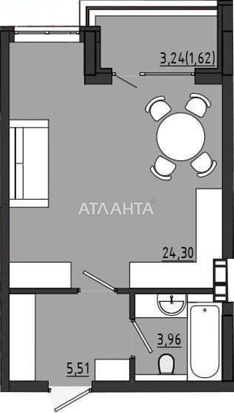 1-room apartment apartment by the address st. Chekhova (area 35,4 m²) - Atlanta.ua - photo 2