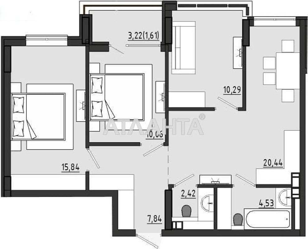 3-комнатная квартира по адресу ул. Чехова (площадь 73 м²) - Atlanta.ua - фото 14