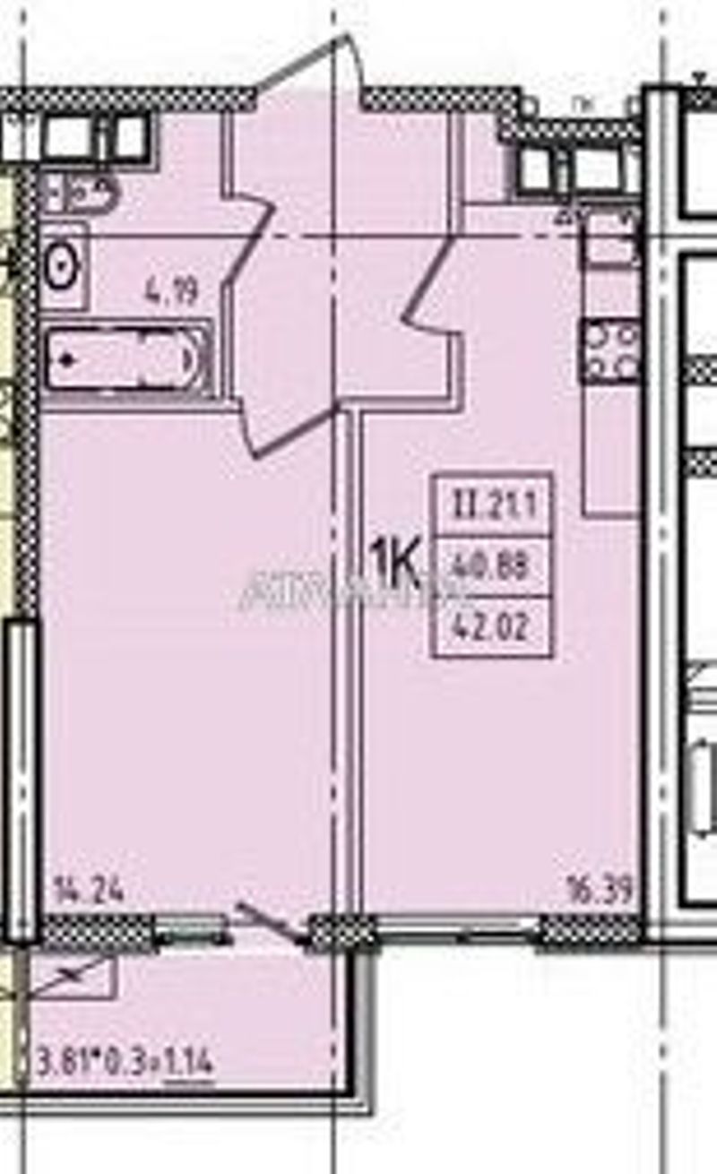 1-комнатная квартира по адресу ул. Генуэзская (площадь 43,2 м²) - Atlanta.ua - фото 2