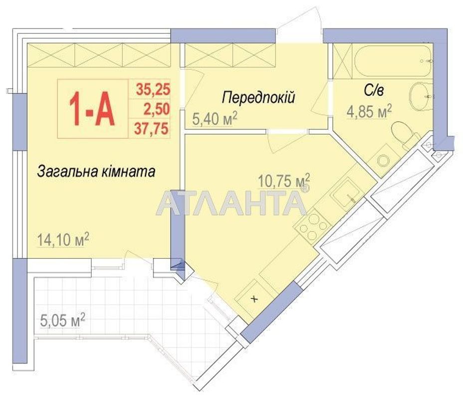 1-room apartment apartment by the address st. Geroev Krut Tereshkovoy (area 38 m²) - Atlanta.ua - photo 2