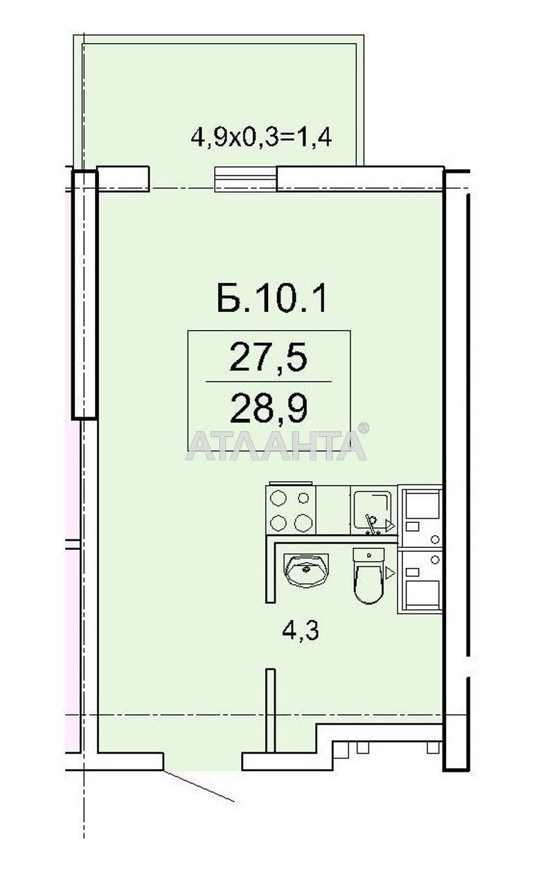 1-room apartment apartment by the address st. Topolinnyy per (area 29 m²) - Atlanta.ua - photo 9