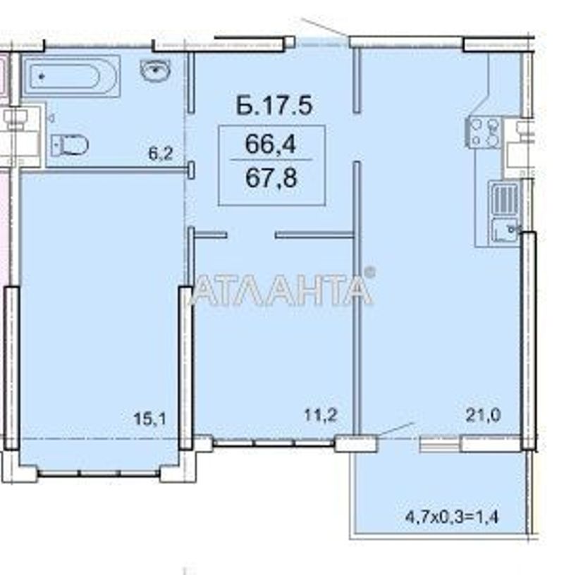 2-rooms apartment apartment by the address st. Topolinnyy per (area 68,1 m²) - Atlanta.ua - photo 9